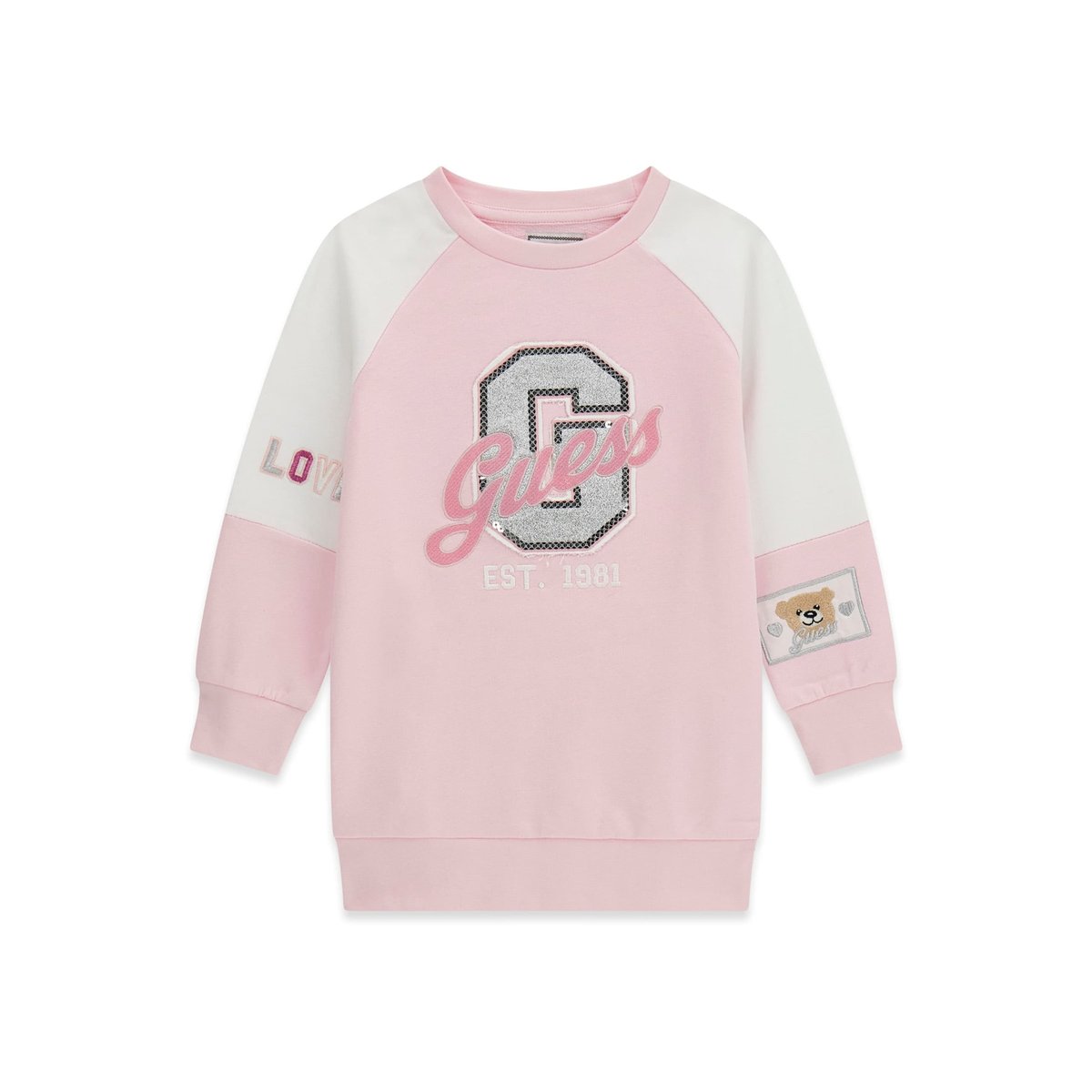 Logo Pailleté Dress rose, GUESS KIDS