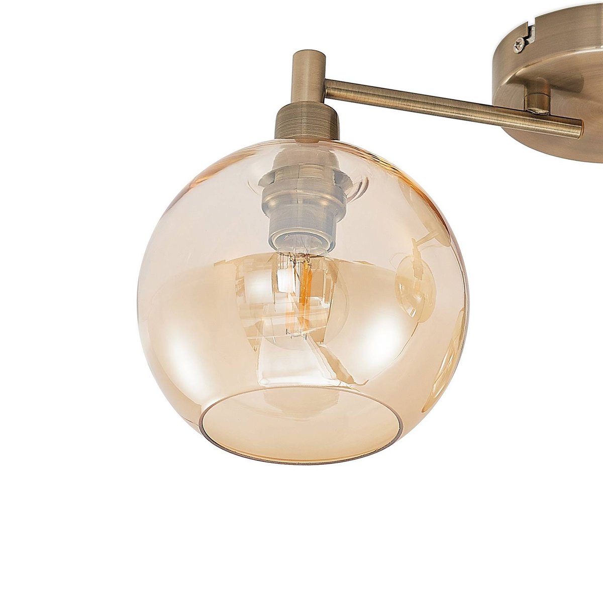 Plafonnier en métal moderne, Jemissa laiton ancien, ambre, LINDBY