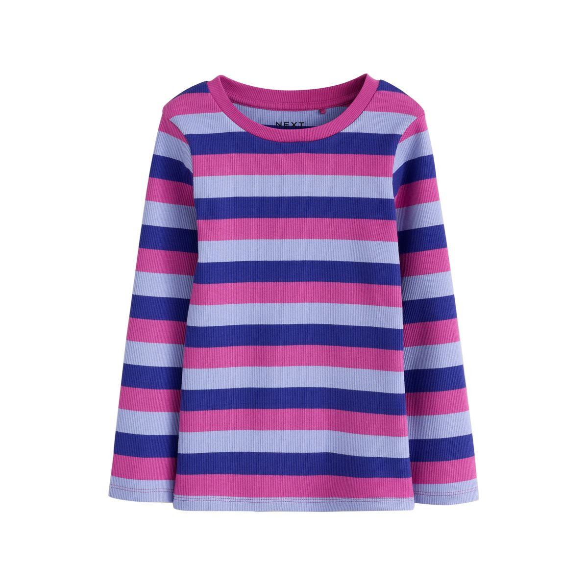 T-shirt côtelé à manches longues, lot de 4 bleu marine/rose, NEXT