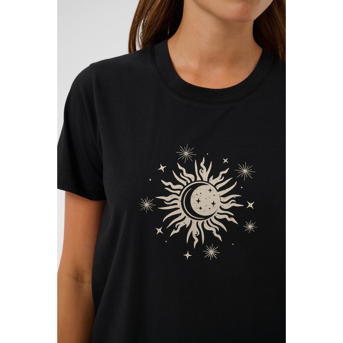 T-shirt à manches courtes noir black w. feather grey, KAFFE