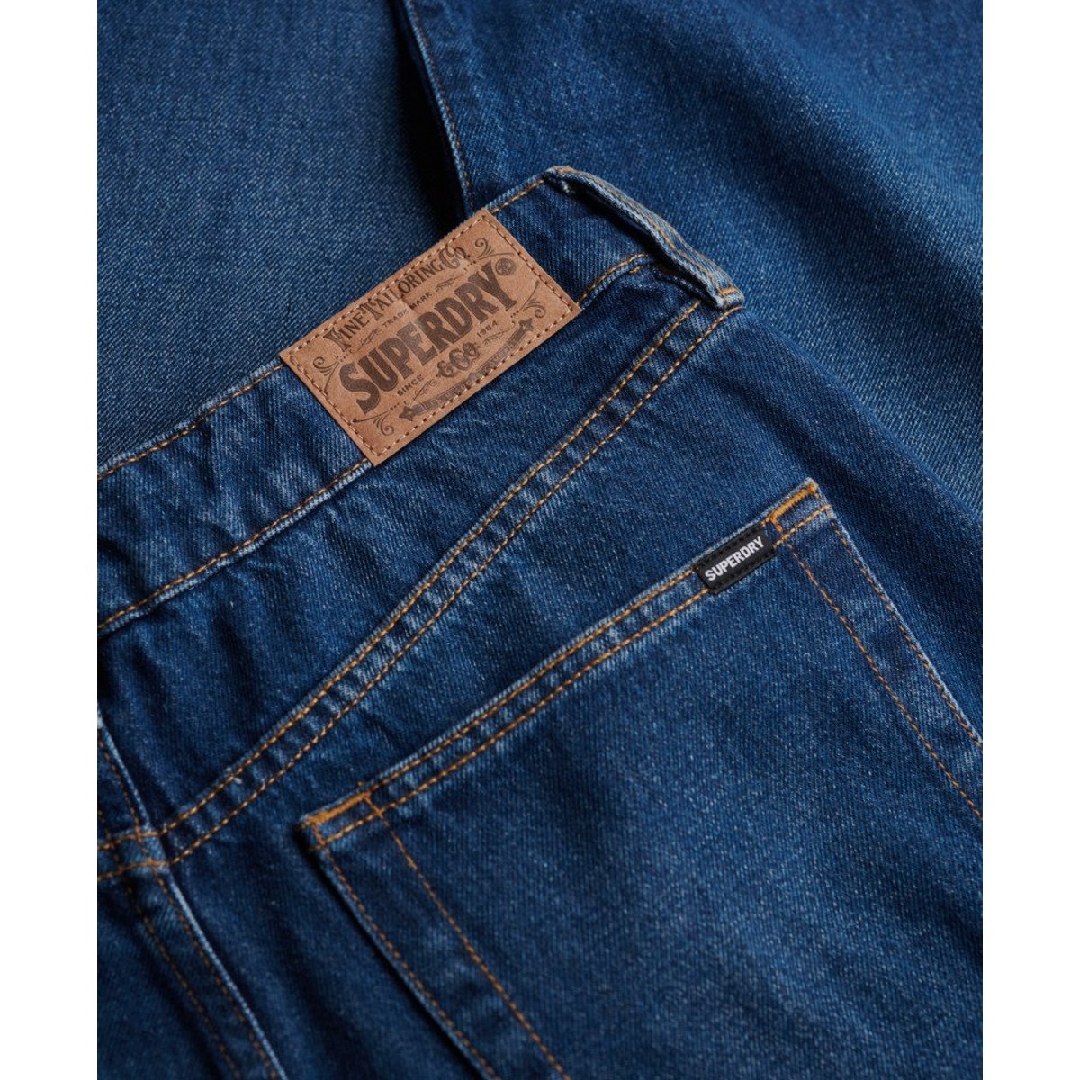 Jean Large en Coton Bio Taille Moyenne denim indigo profond, SUPERDRY