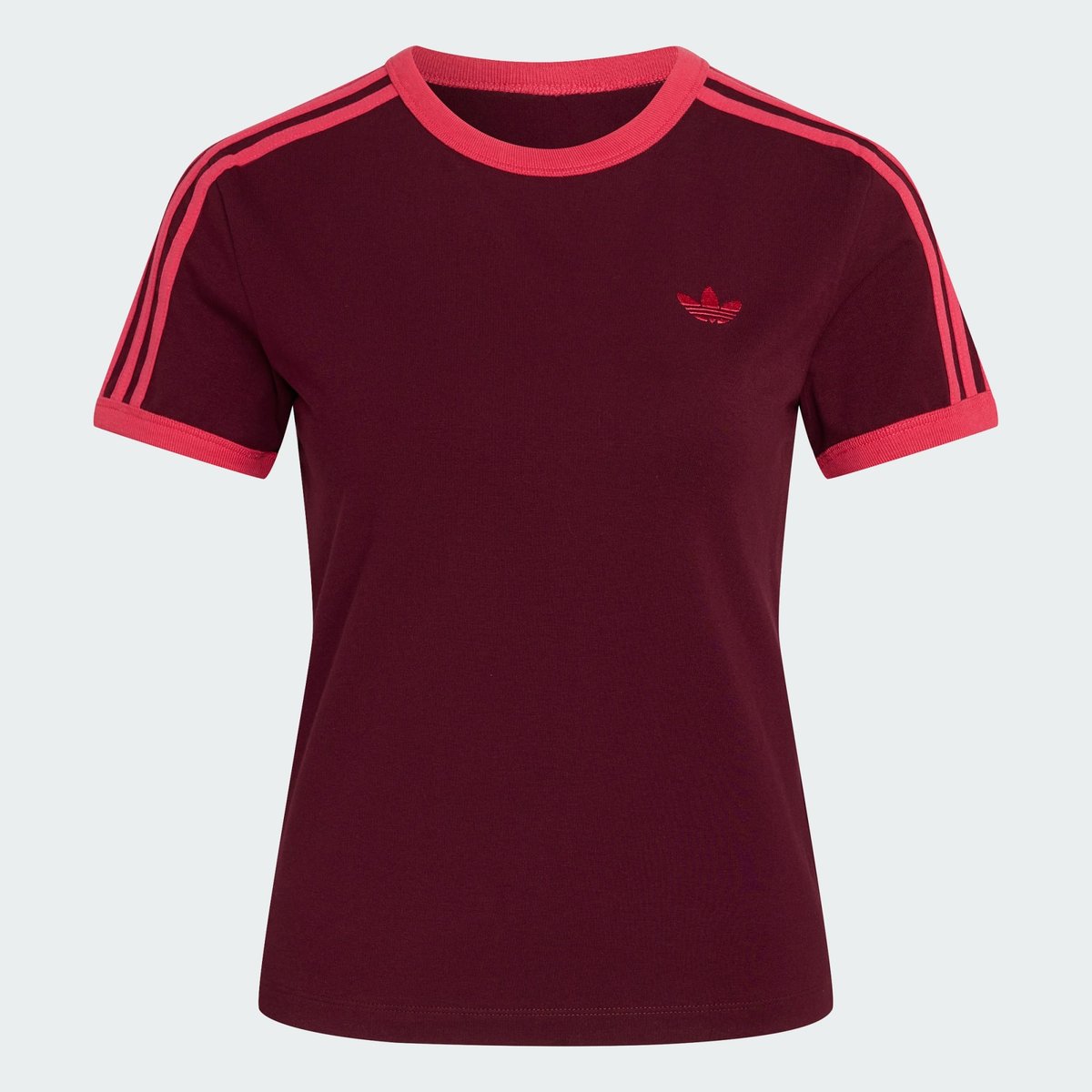 T-Shirt Slim 3 Stripes T-Shirt Slim 3 Stripes maroon / power pink, adidas Originals
