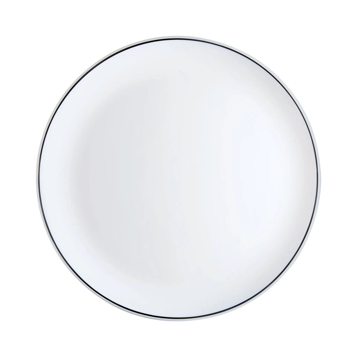 6 assiettes plates blanches filet noir 25 cm -DIWALI blanc, LUMINARC