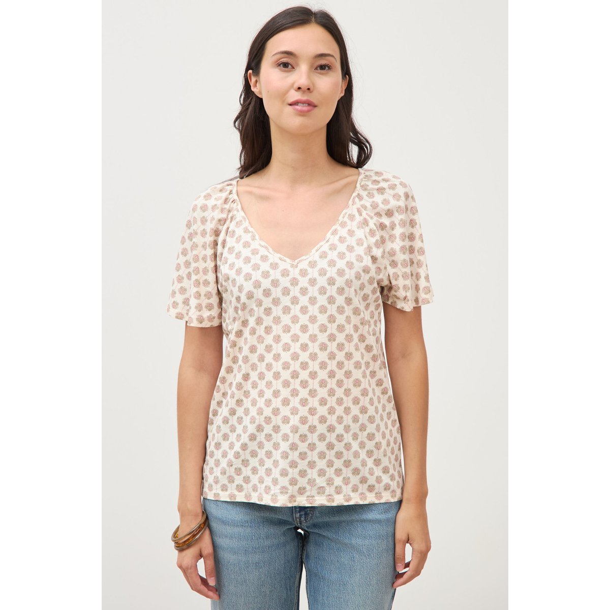 T-shirt manches courtes jaune pastel, BONOBO