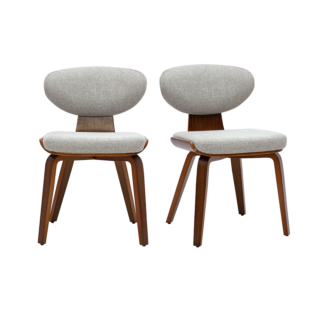Chaises en tissu effet velours texturé beige et bois clair (lot de 2) YELLE gris, MILIBOO
