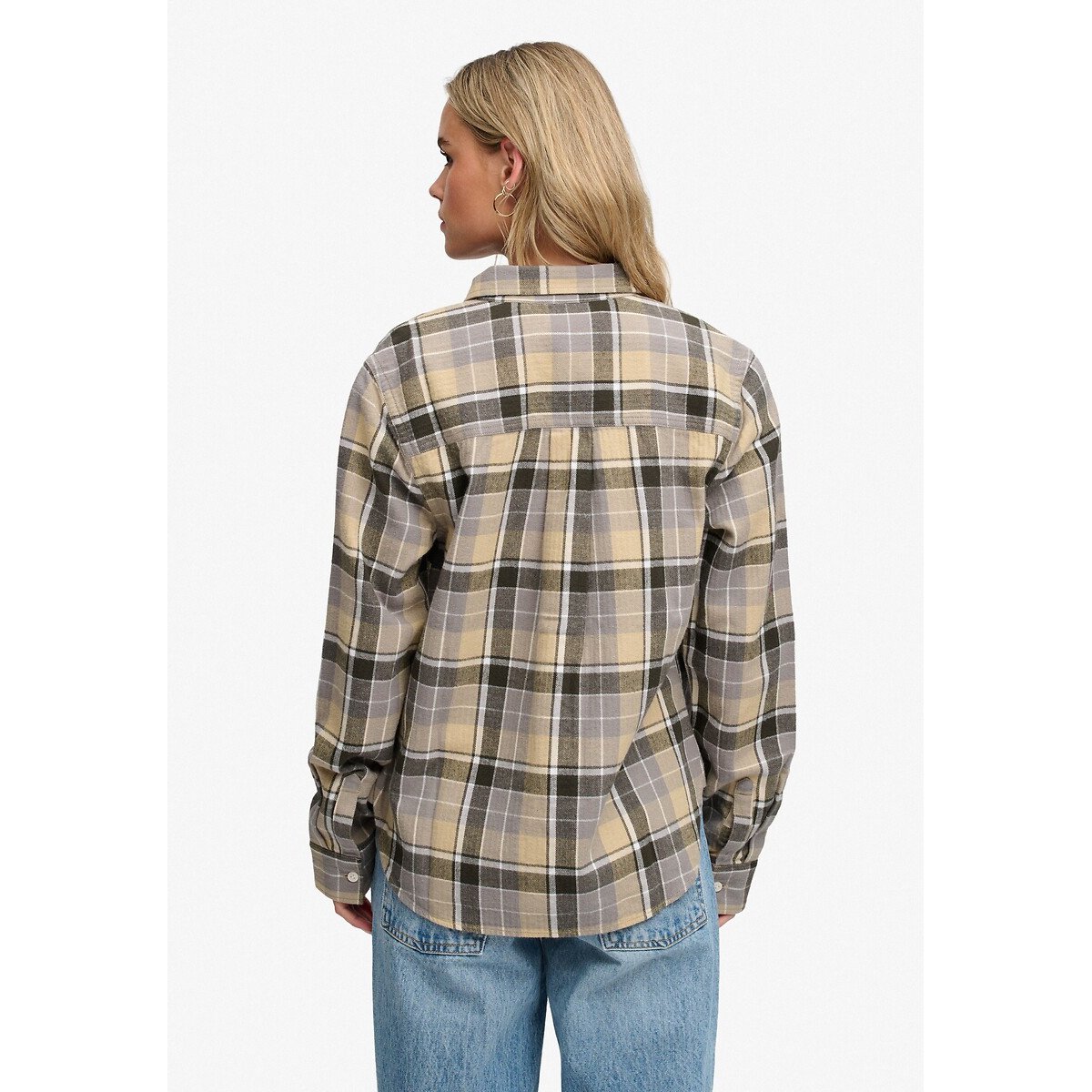 Camisa de cuadros Lumberjack de franela cuadros caqui, SUPERDRY