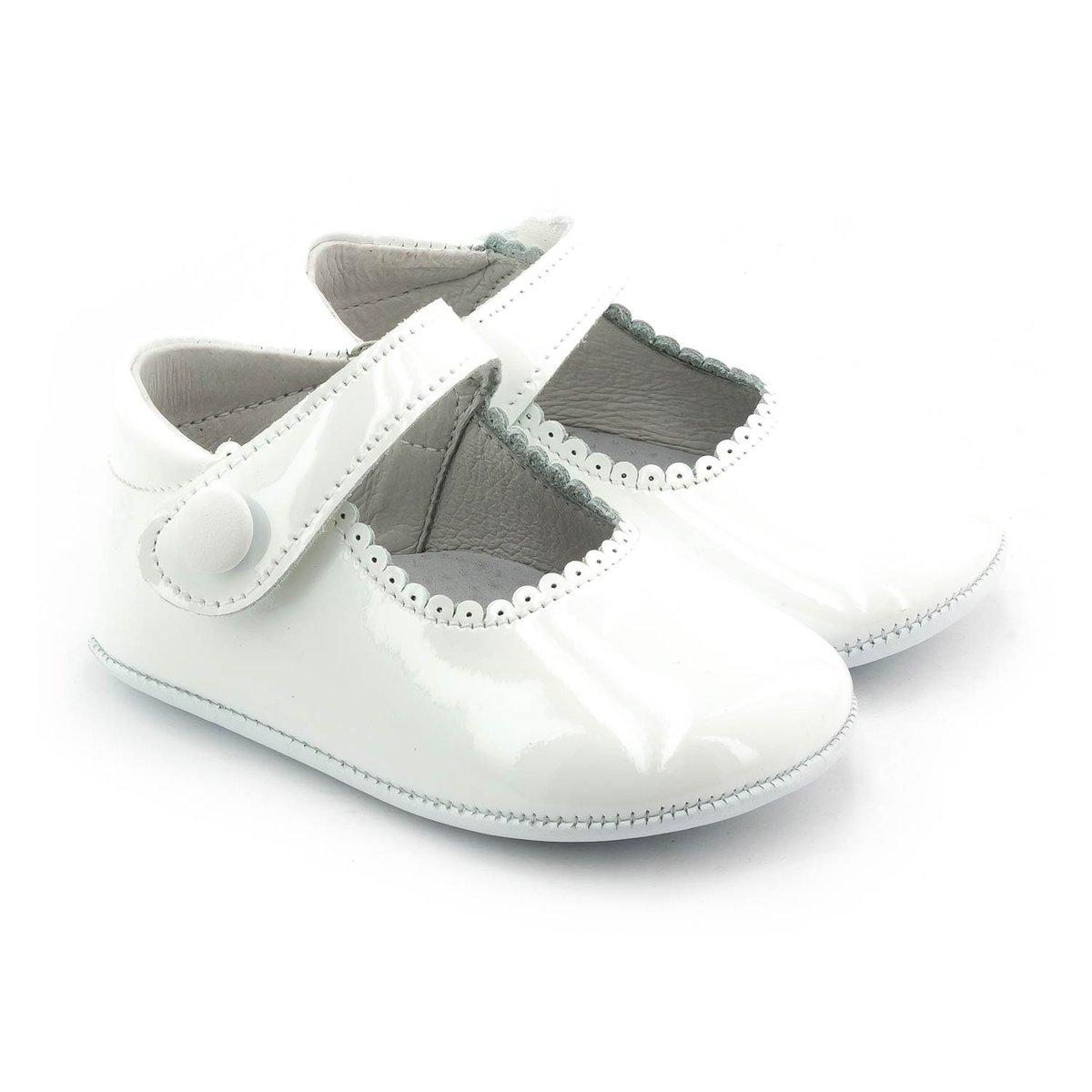 Boni Thérèse - Chaussons bébé en cuir vernis blanche, BONI&SIDONIE