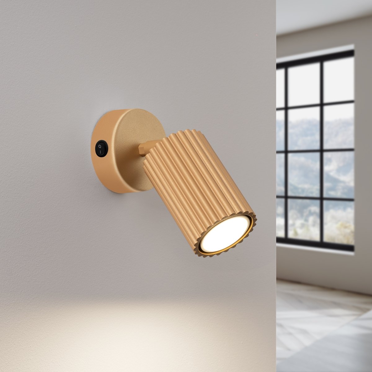 Applique Aluminium Doré GU10 1 Karbon Switch jaune, EDEN