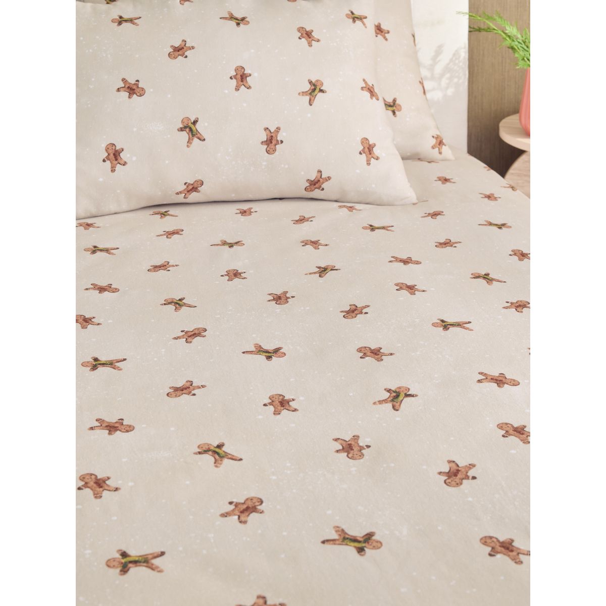 Parure de lit effet brossé thème noël pain d'épices naturel, NEXT