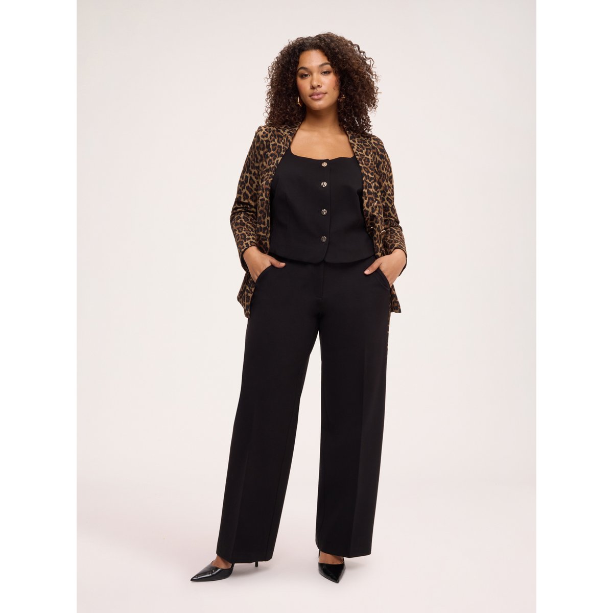 Blazer croisé imprimé marron, FIORELLA RUBINO