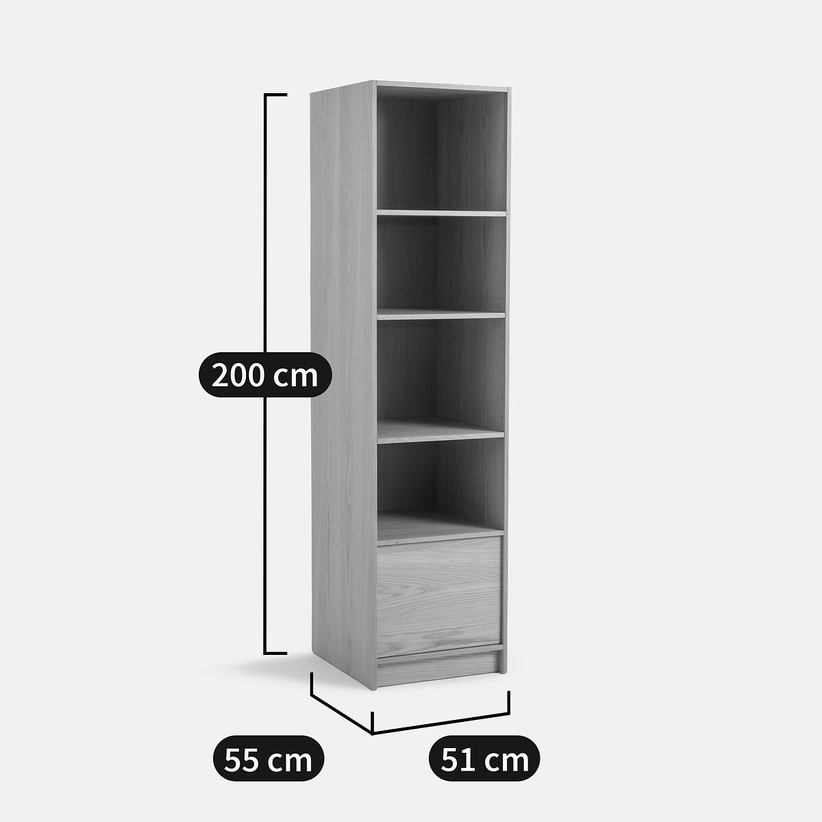Dressing modulable plaqué chêne L51 cm, Senssia plaqué chêne, LA REDOUTE INTERIEURS