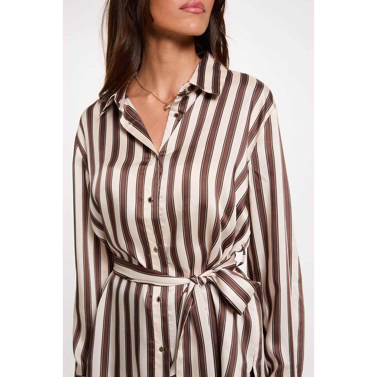 Chemise rayée ceinturée multicolore, MORGAN