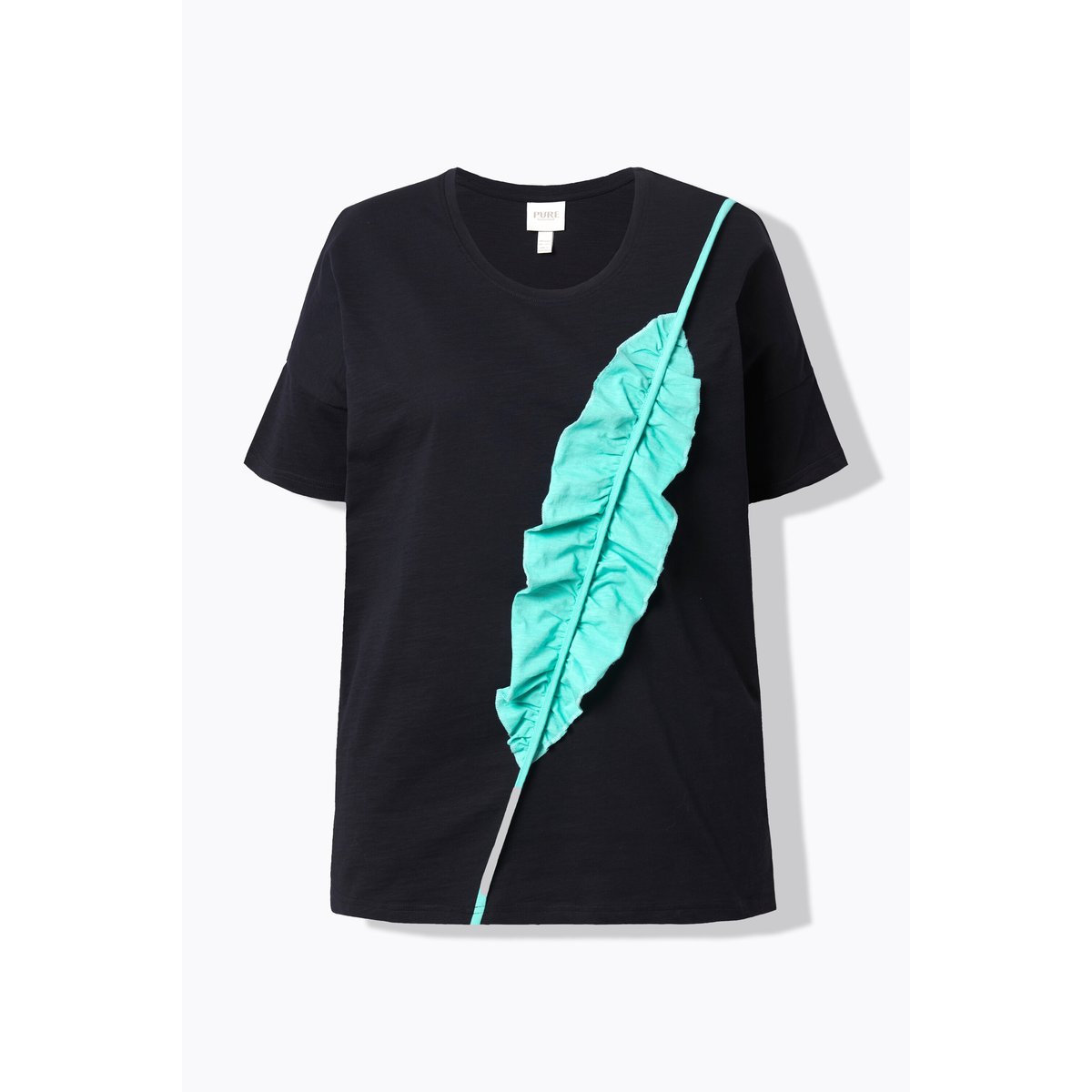 T-shirt oversize. Col rond et manches noir, ULLA POPKEN