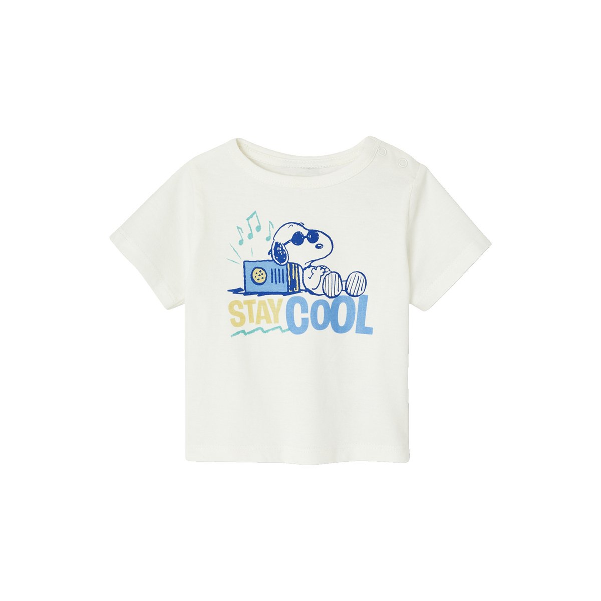 Ensemble bébé t-shirt et short Snoopy rayé bleu, VERTBAUDET