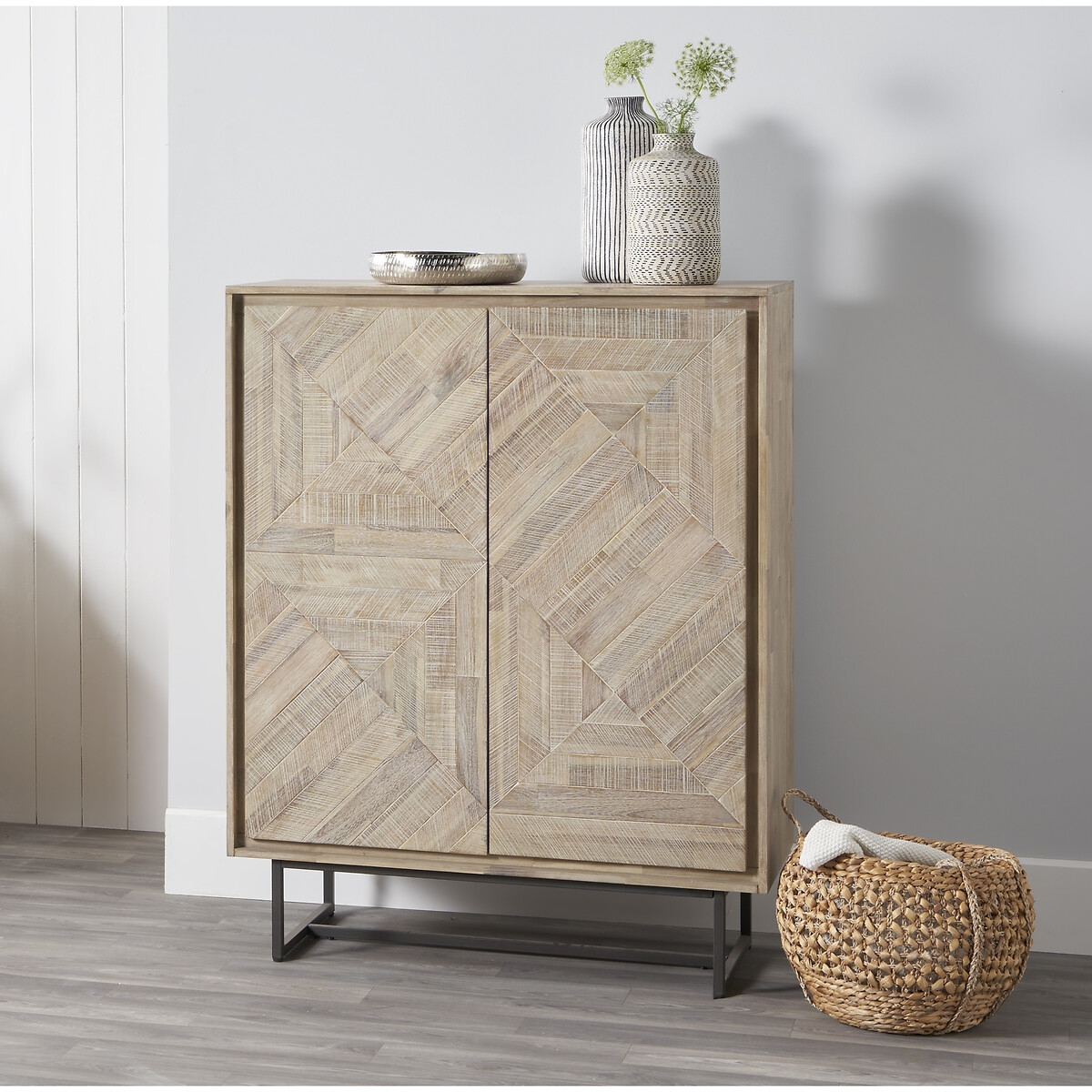 Industrial Parquet Bar Cabinet natural, SO'HOME
