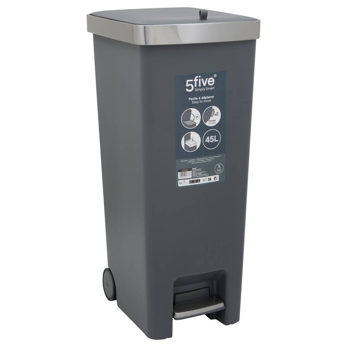 Poubelle BASIC gris, 5FIVE SIMPLY SMART
