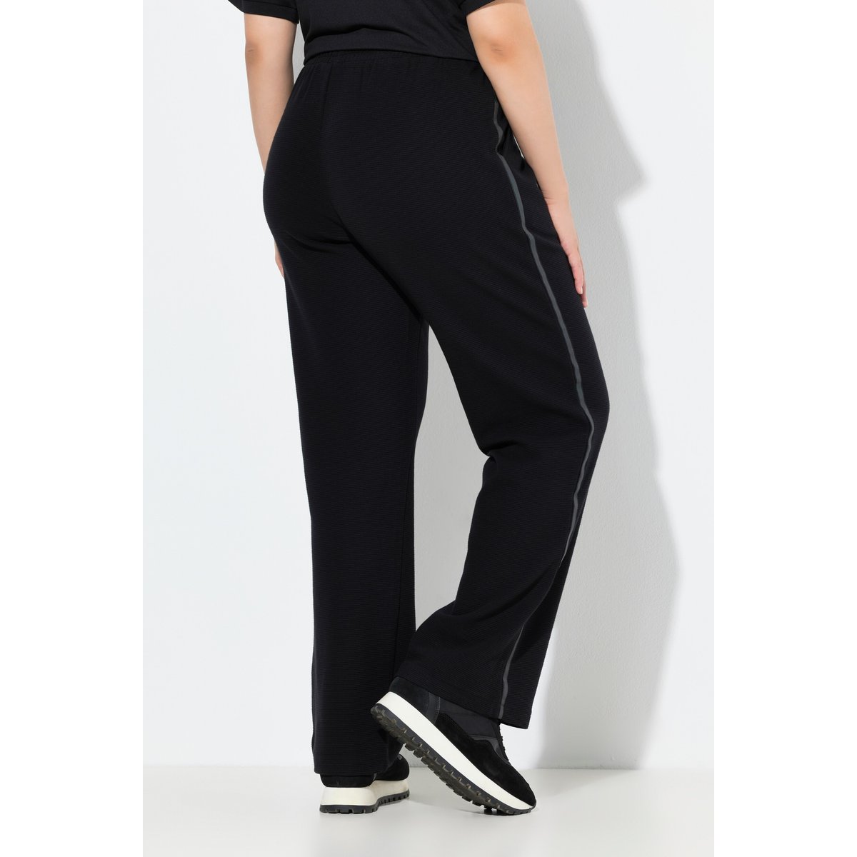 Pantalon de jogging large à taille élastique noir, ULLA POPKEN