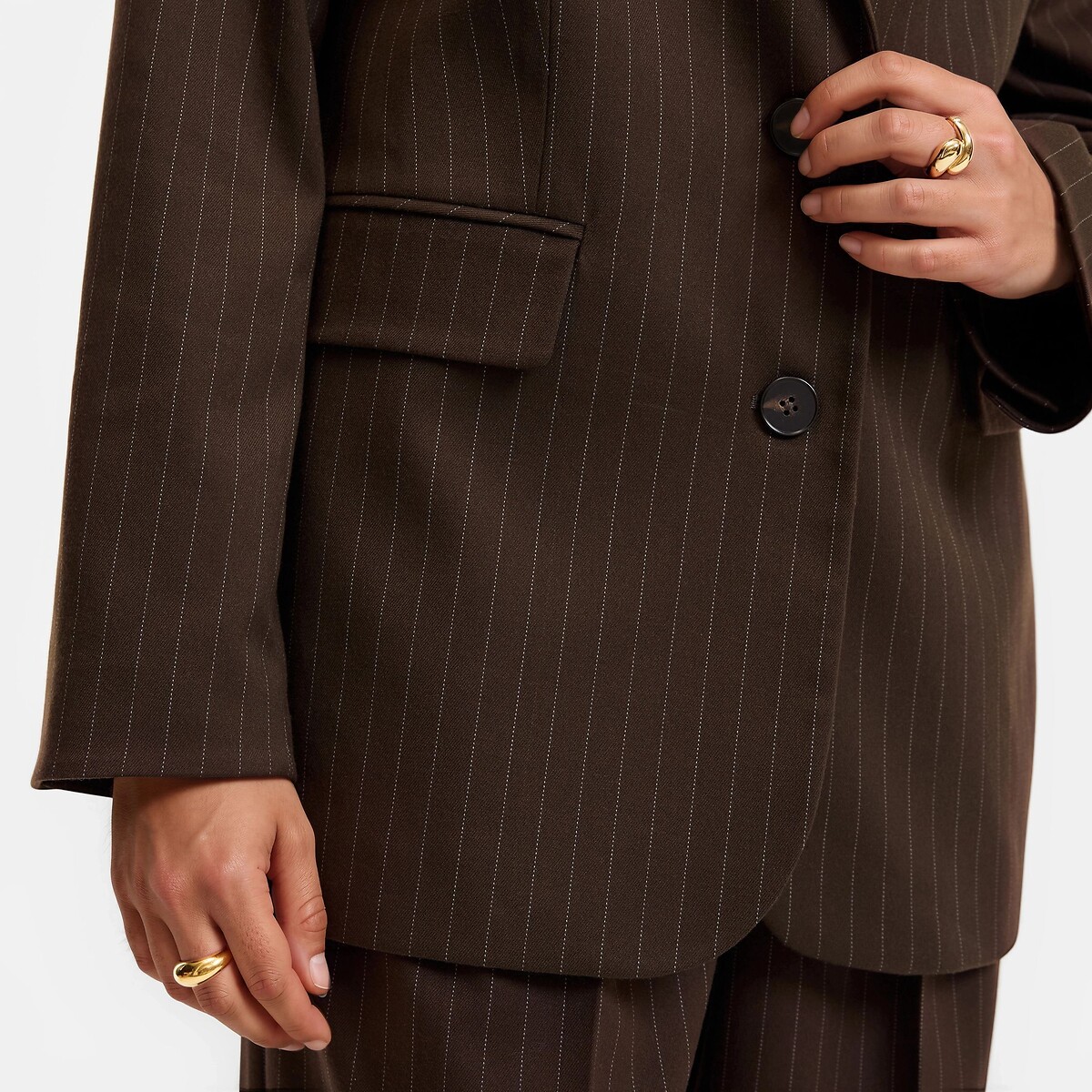 Blazer oversize à rayures rayé marron/écru, LA REDOUTE COLLECTIONS