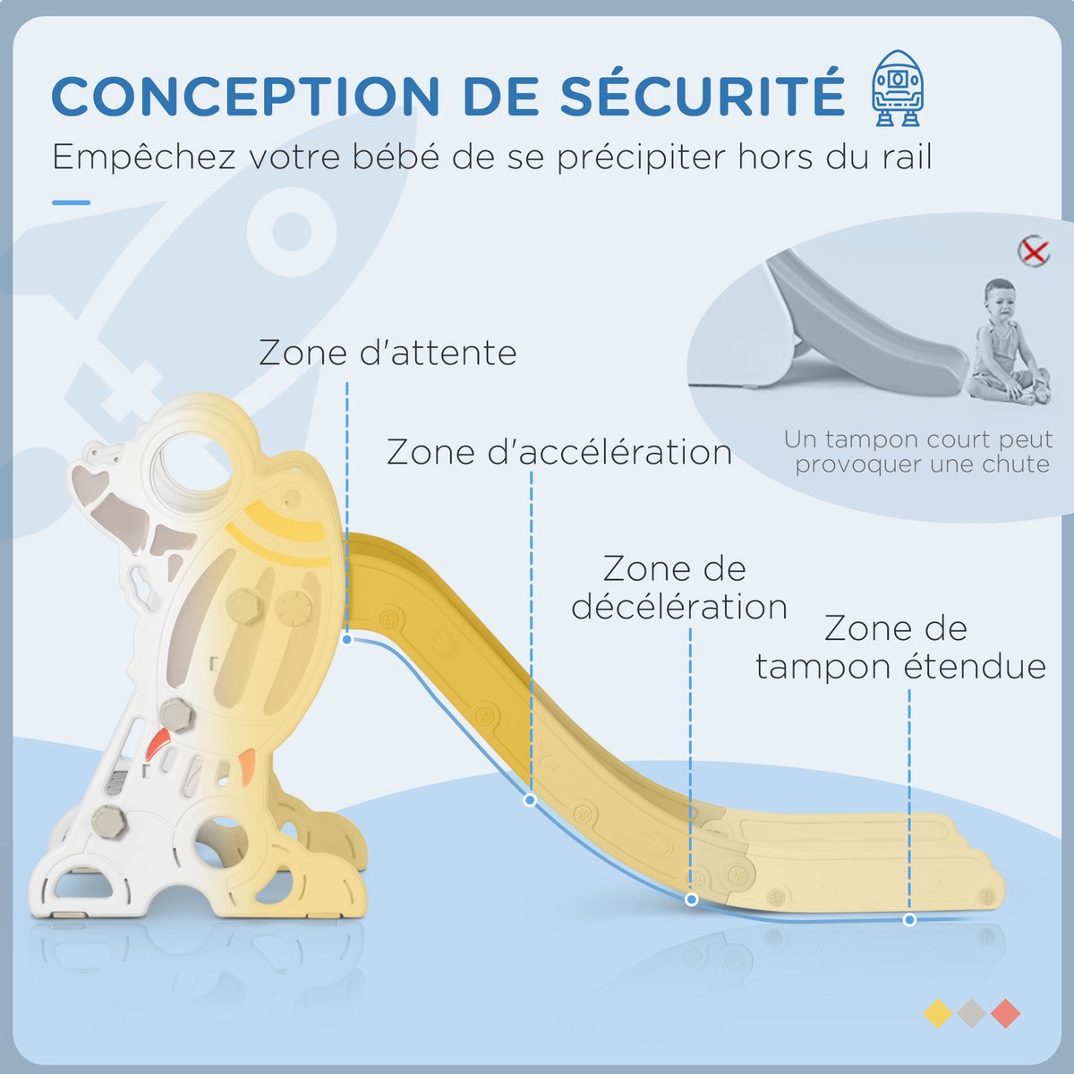 Toboggan pour enfants Plastique Gris gris, blanc, AIYAPLAY