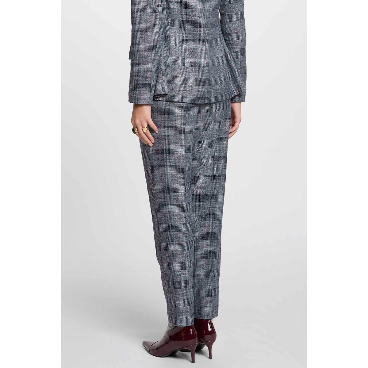 Pantalon carotte à carreaux multicolore, MORGAN
