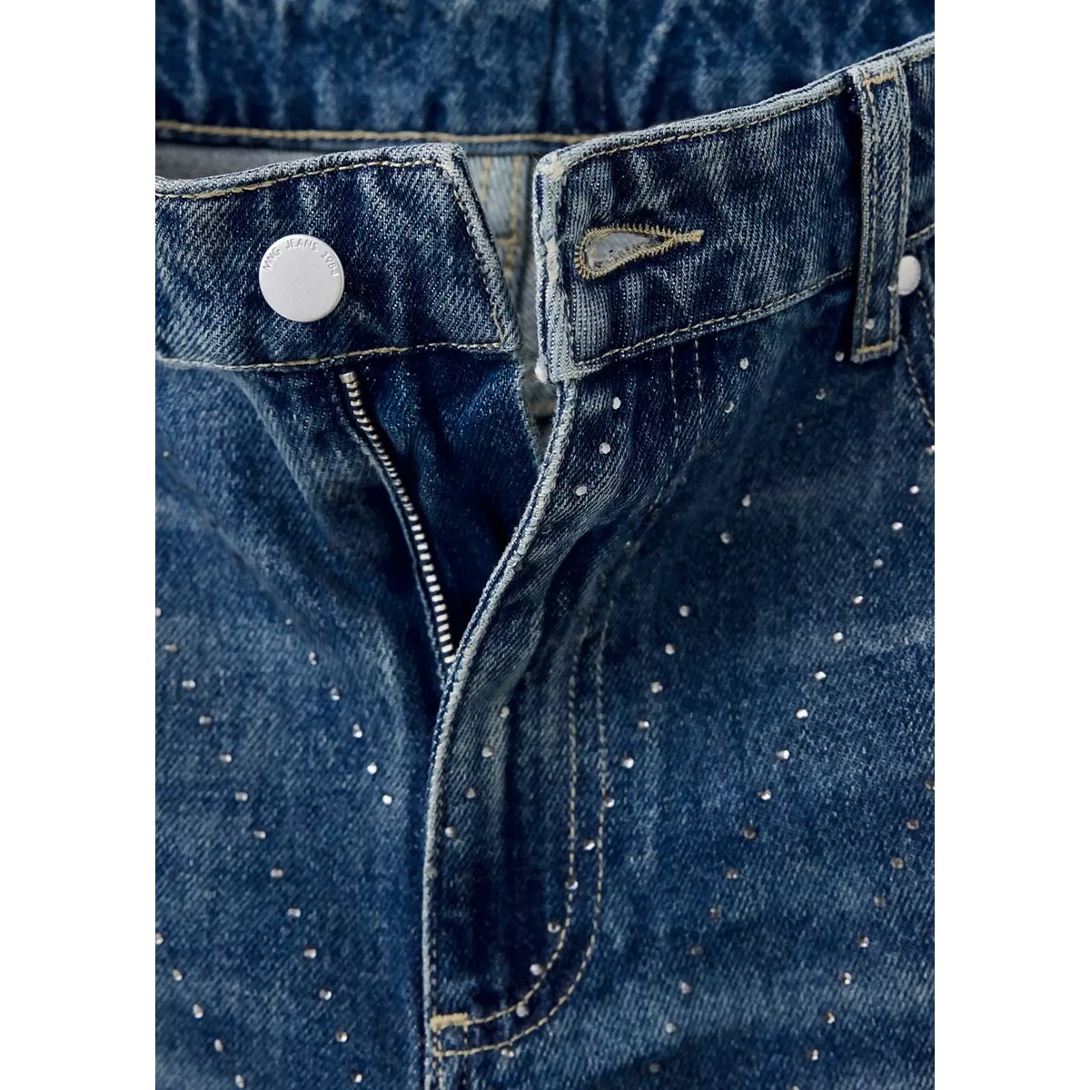 Jean wide leg brillant bleu foncé, MANGO