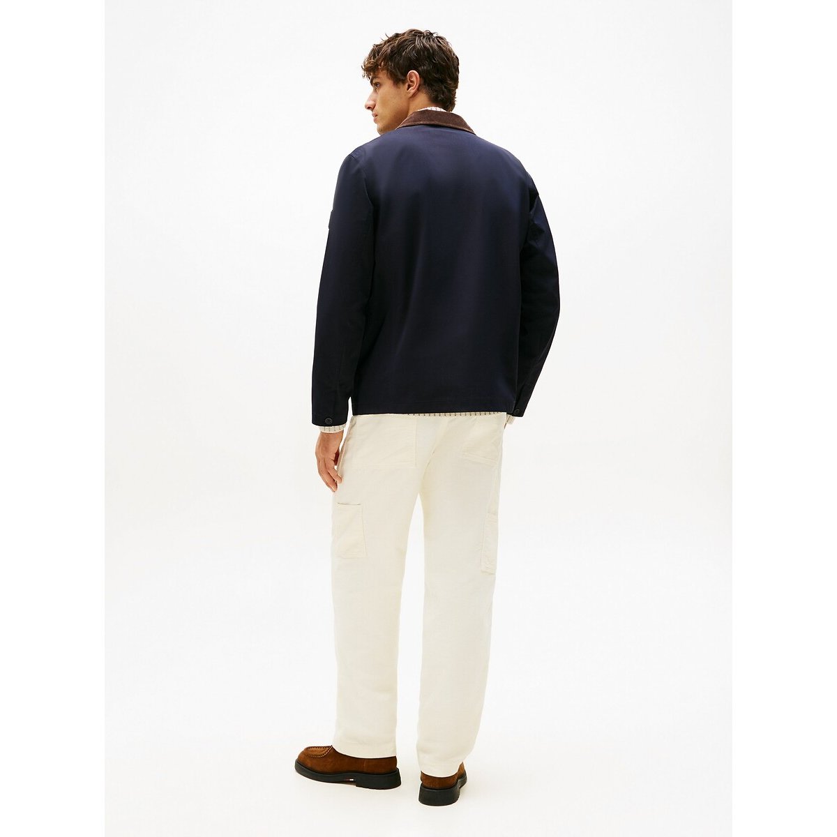 Veste style barn jacket à col contrasté bleu marine, TOMMY HILFIGER