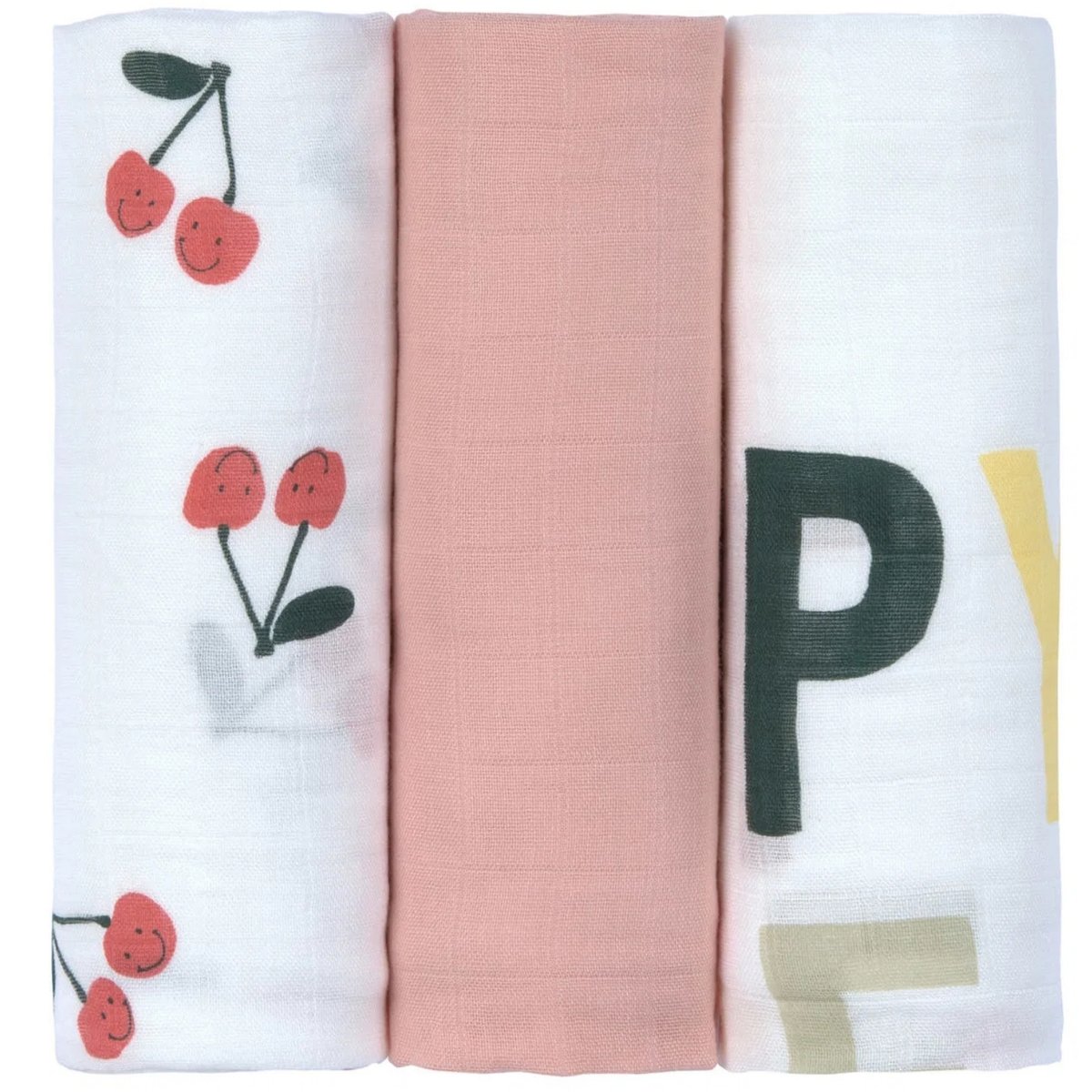 Lot de 3 langes blanc, rose, rouge, LASSIG
