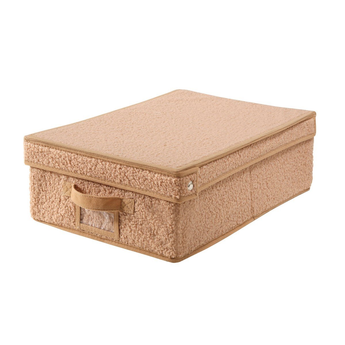 Boîte rangement avec couvercle tissu bouclette beige - L31,5 cm beige, CALICOSY