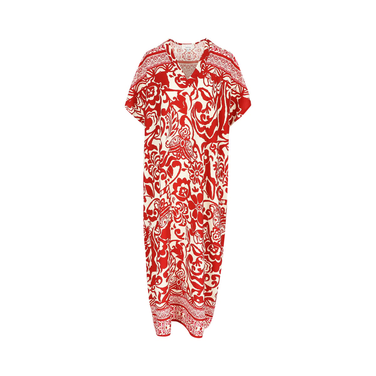 Robe caftan à imprimé fleuri rouge, LOLALIZA