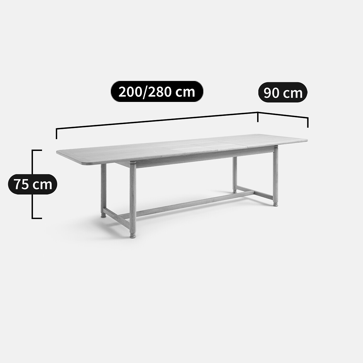 Table à manger, extensible, en chêne et plaqué, 6 à 10 couverts, SOLERON coloris chêne, LA REDOUTE INTERIEURS