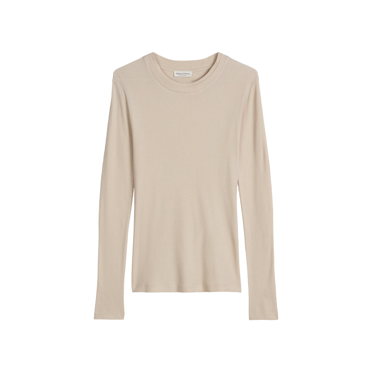 T-shirt long côtelé slim avec TENCEL™ Modal marron gris, MARC O'POLO