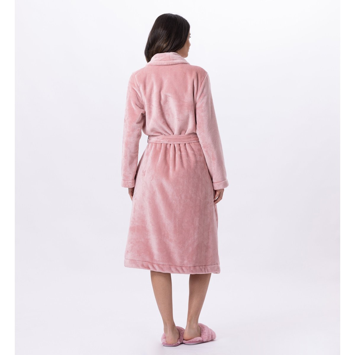 Peignoir en peluche flanelle ESSENTIEL H61B rose, LE CHAT