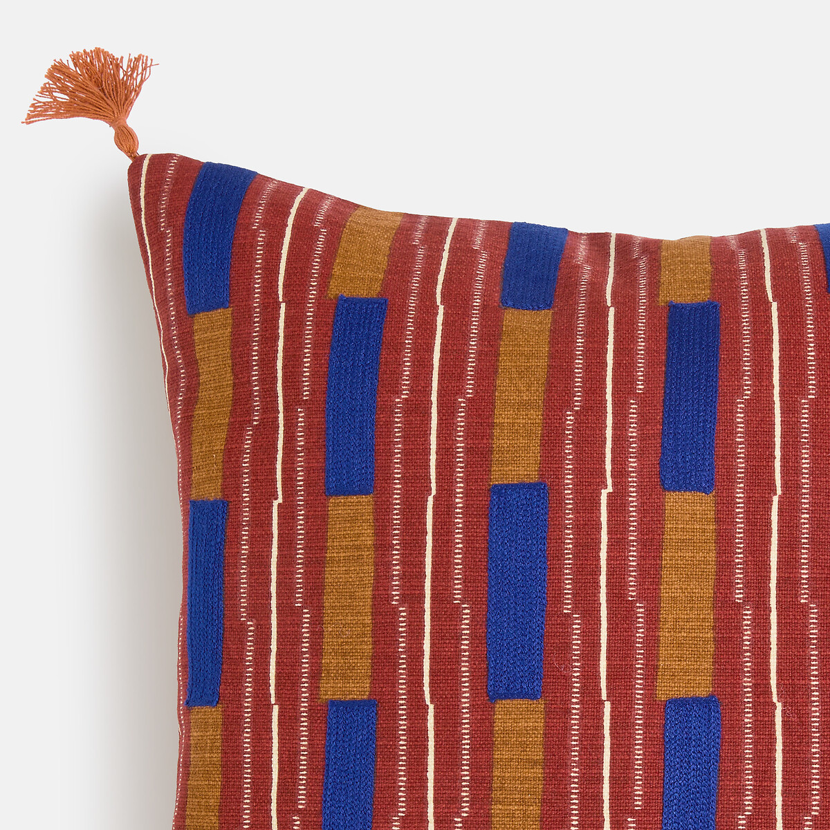 Housse de coussin, 80% coton, 20% lin, 45 x 45 cm, TINARI rouge, LA REDOUTE INTERIEURS