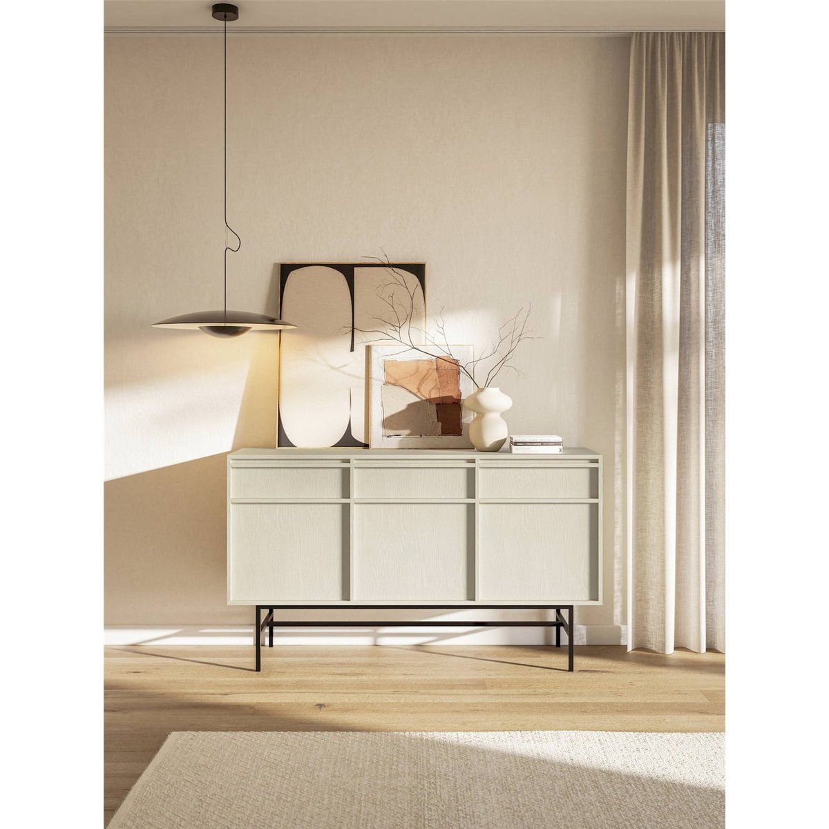 Commode 3 portes et tiroirs collection EVO beige sable, RECOLLECTION