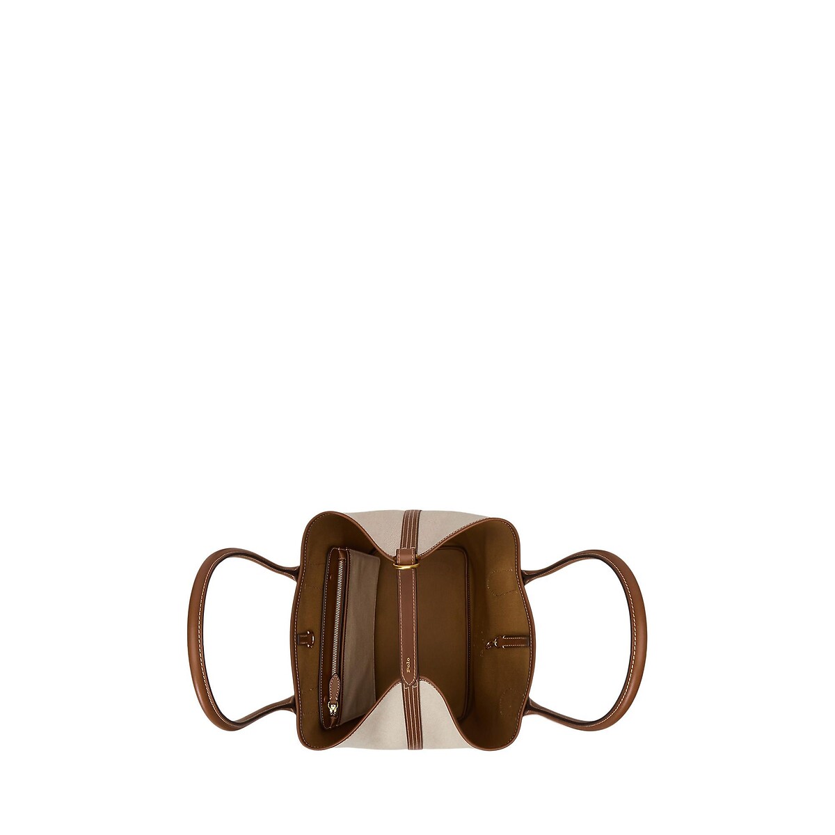 Shopper aus Canvas und Leder mit Logo natur, POLO RALPH LAUREN