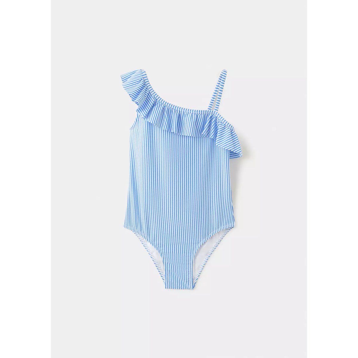Maillot de bain à rayures volanté bleu, MANGO KIDS
