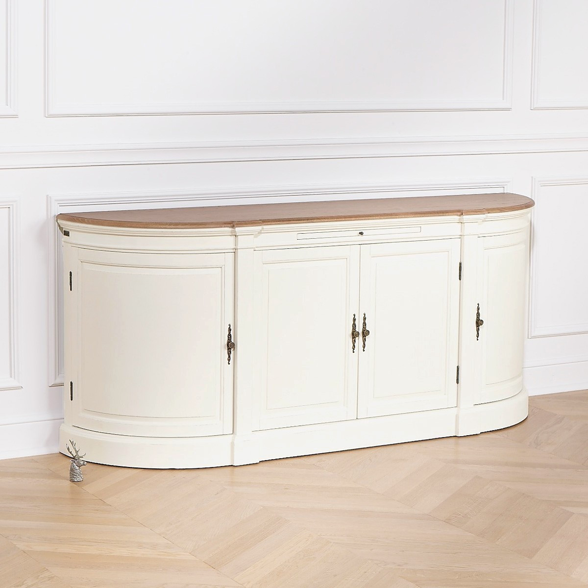 Buffet style shabby chic en bois, 4 portes JOSEPHINE blanc, ROBIN DES BOIS