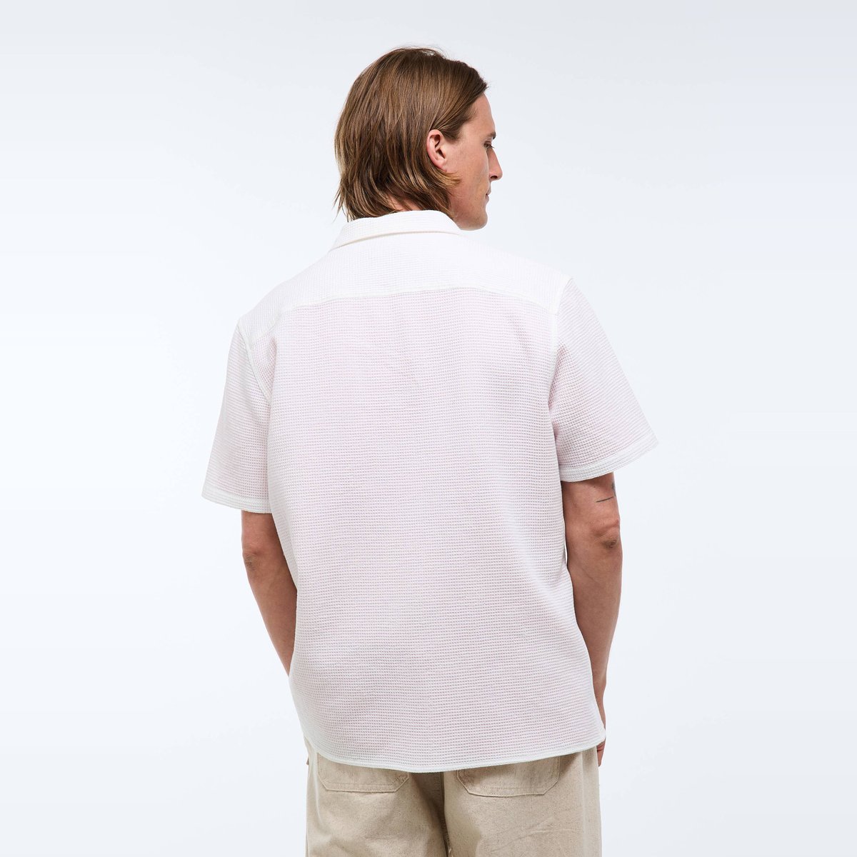 Chemise manches courtes gaufrée en coton bio GOTS ecru, MONOPRIX