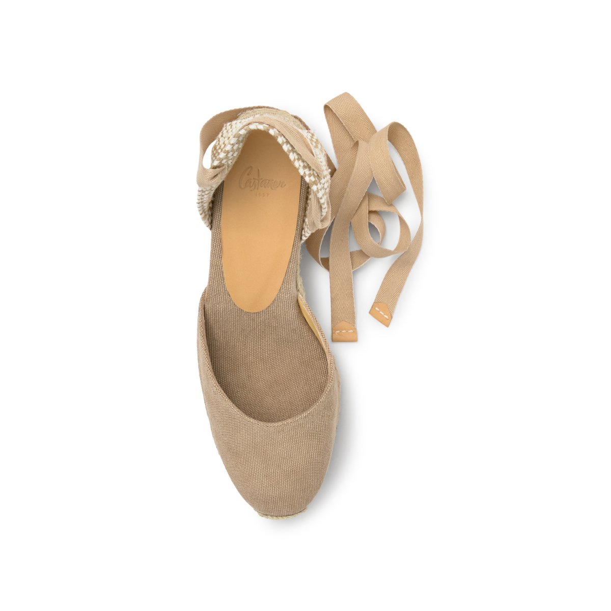 Espadrilles compensées à lacets avec plateforme tressée CARINA PLATFORM sable, CASTANER