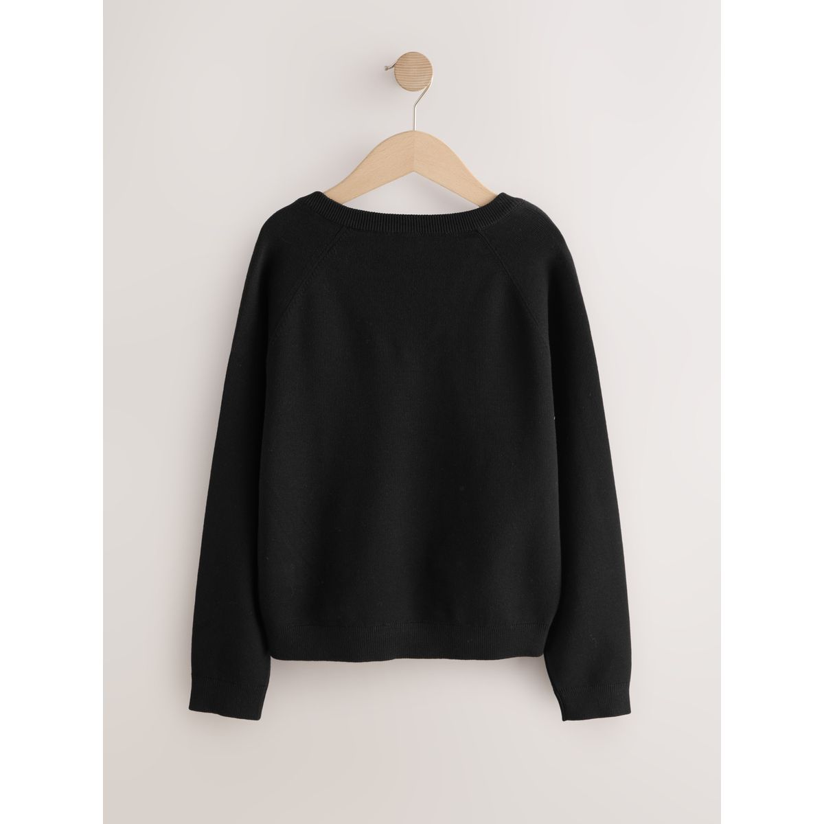 Pull en maille de coton mélangé à col v noir, NEXT