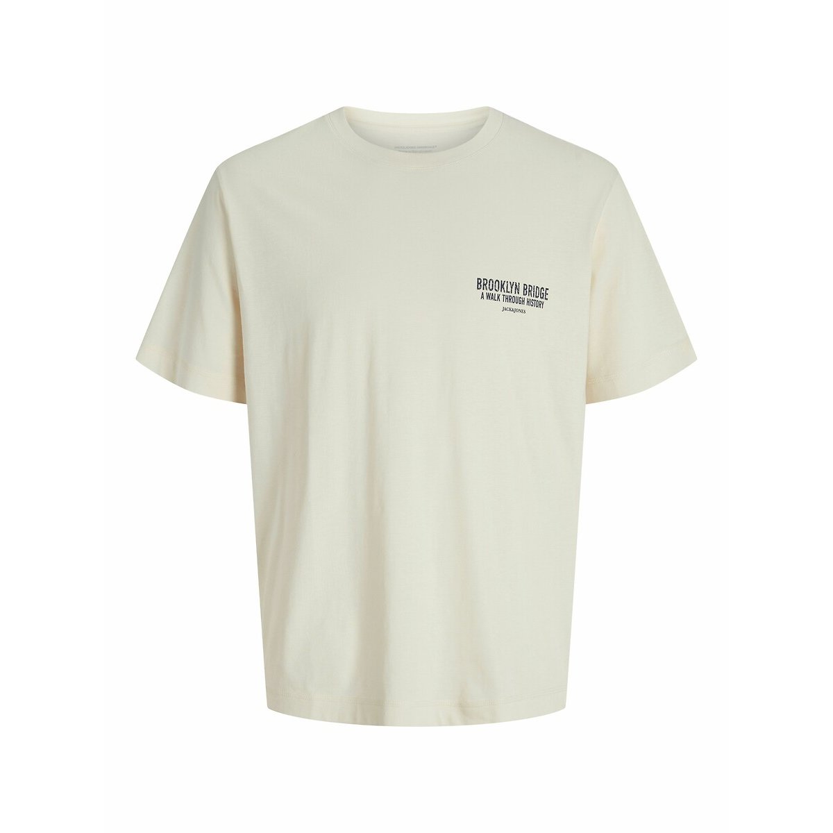 T-shirt col rond imprimé dos crème, JACK & JONES