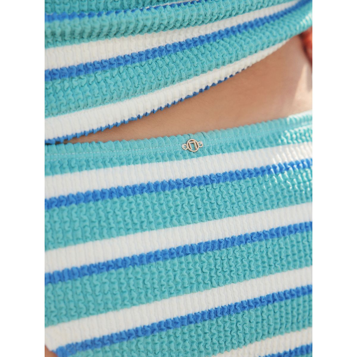 Bas de bikini échancré rayures froissées bleu turquoise/blanc, NEXT
