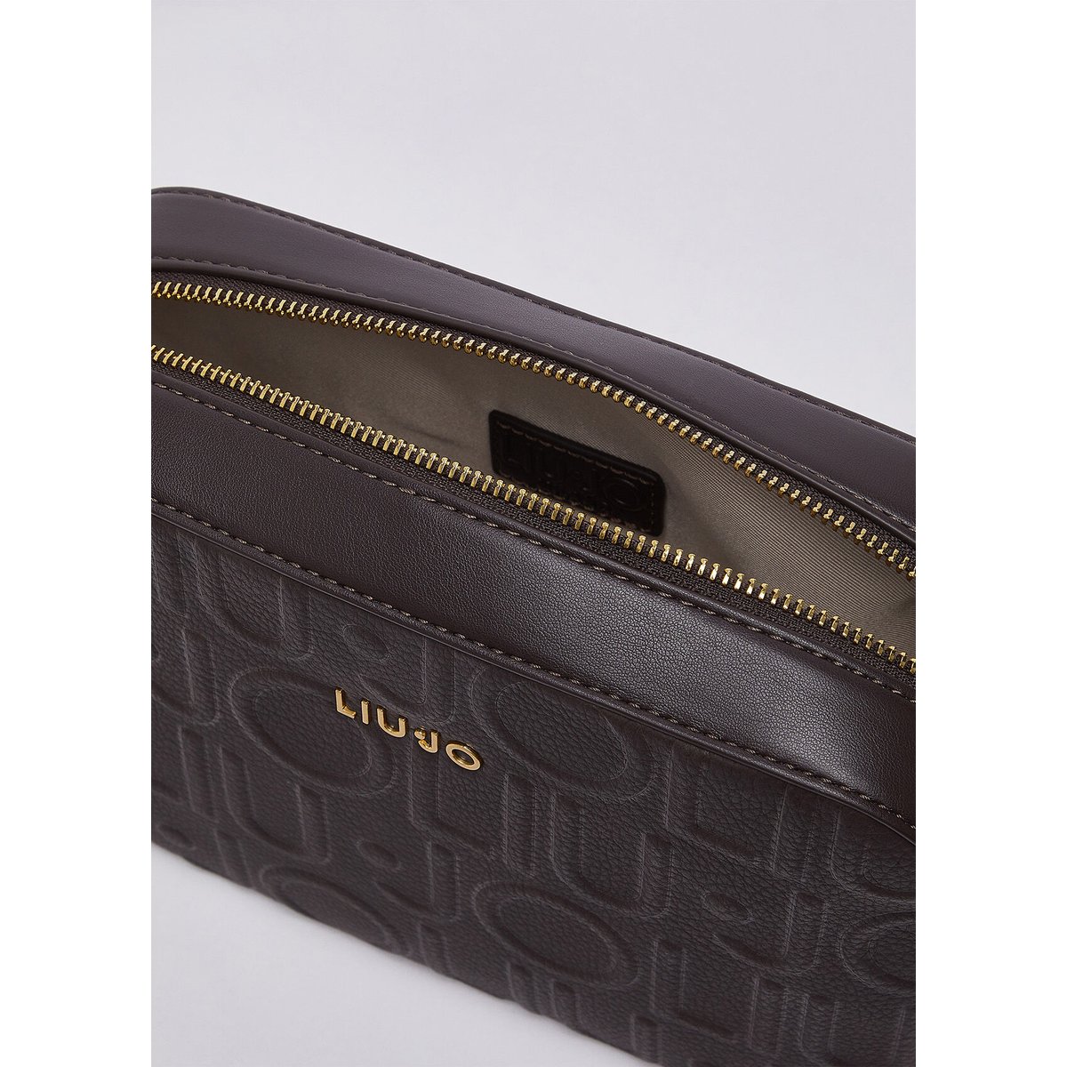 Sac bandoulière moyen avec logo marron foncé, LIU JO
