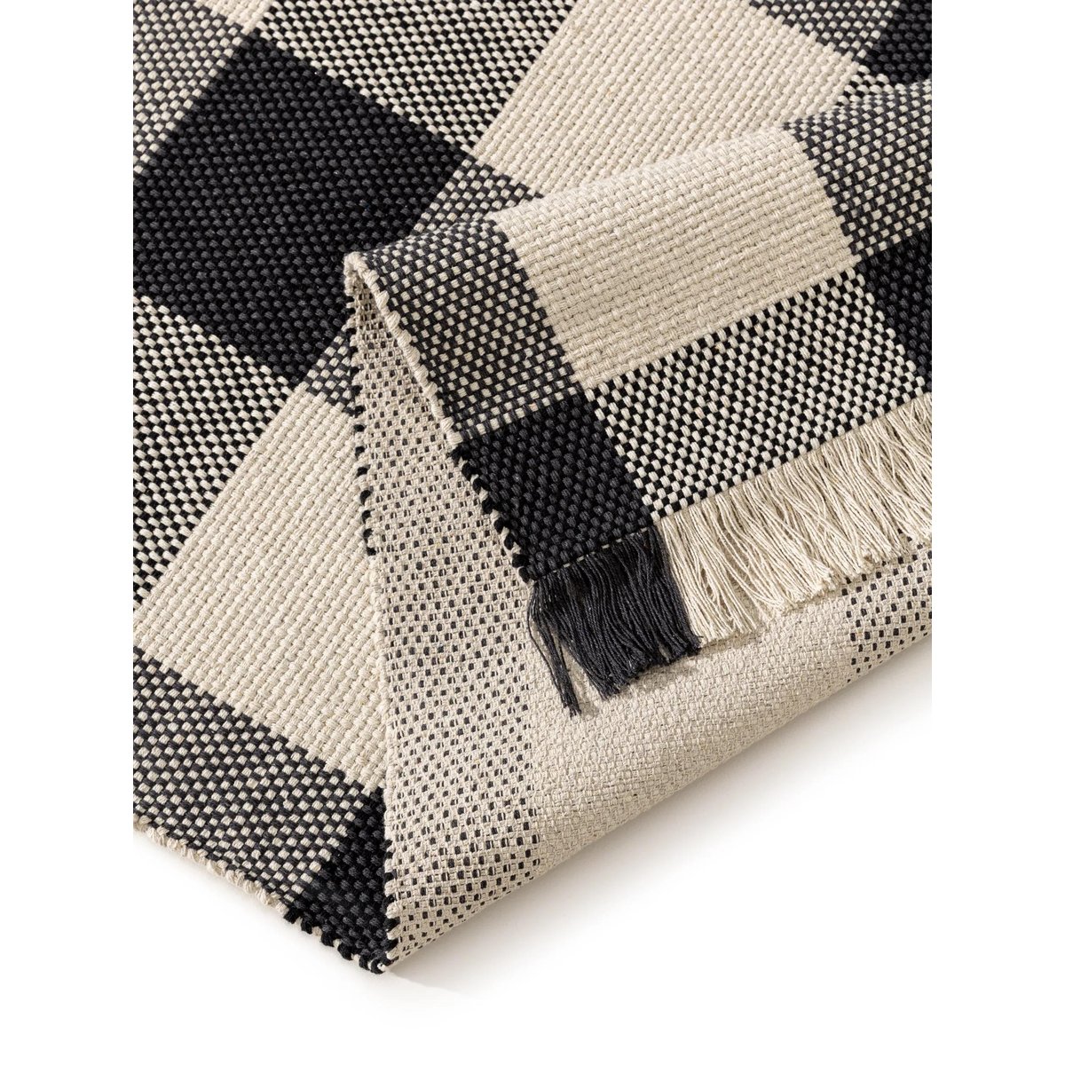 Tapis en coton tissé main LUCY noir/blanc, BENUTA 