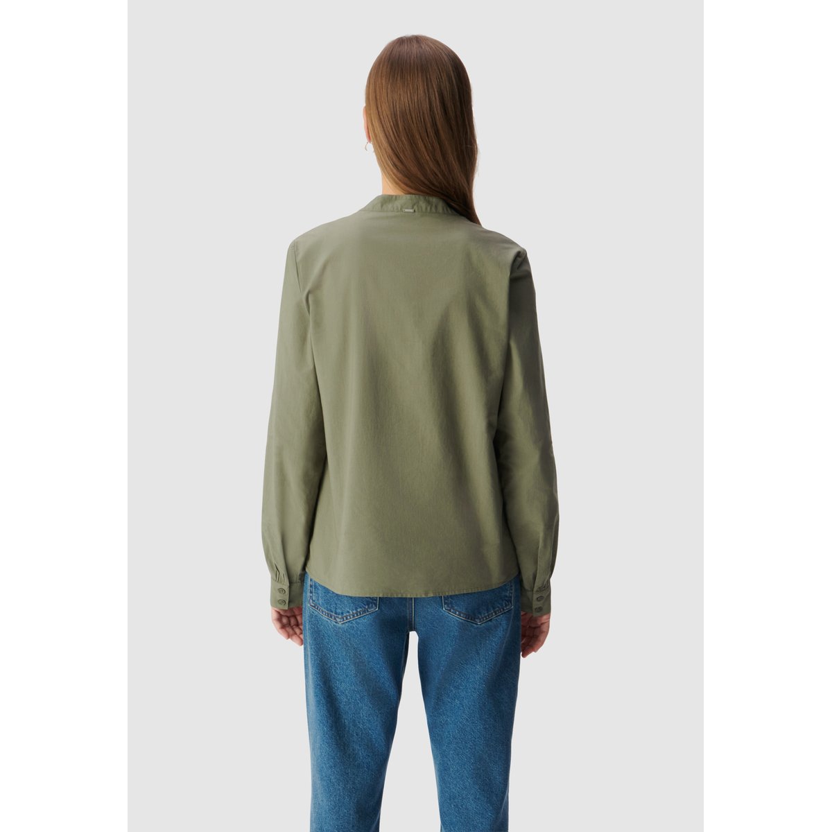 Blouse coton bio broderies plastron kaki, IKKS