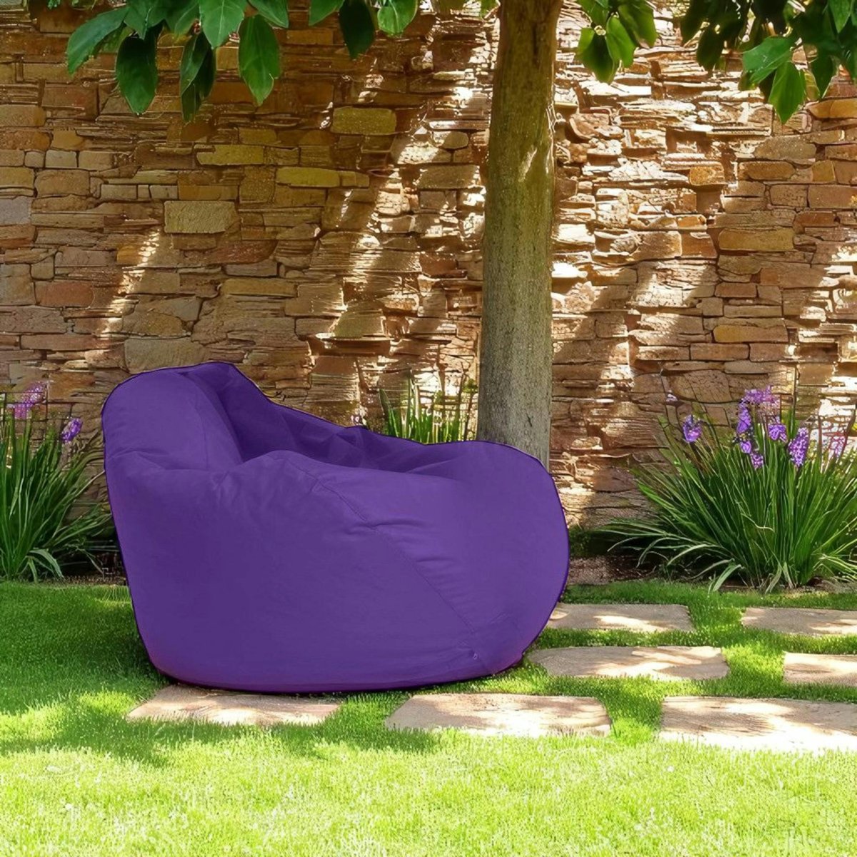 Pouf poire d'extérieur géant imperméable ARTA violet, PIER IMPORT
