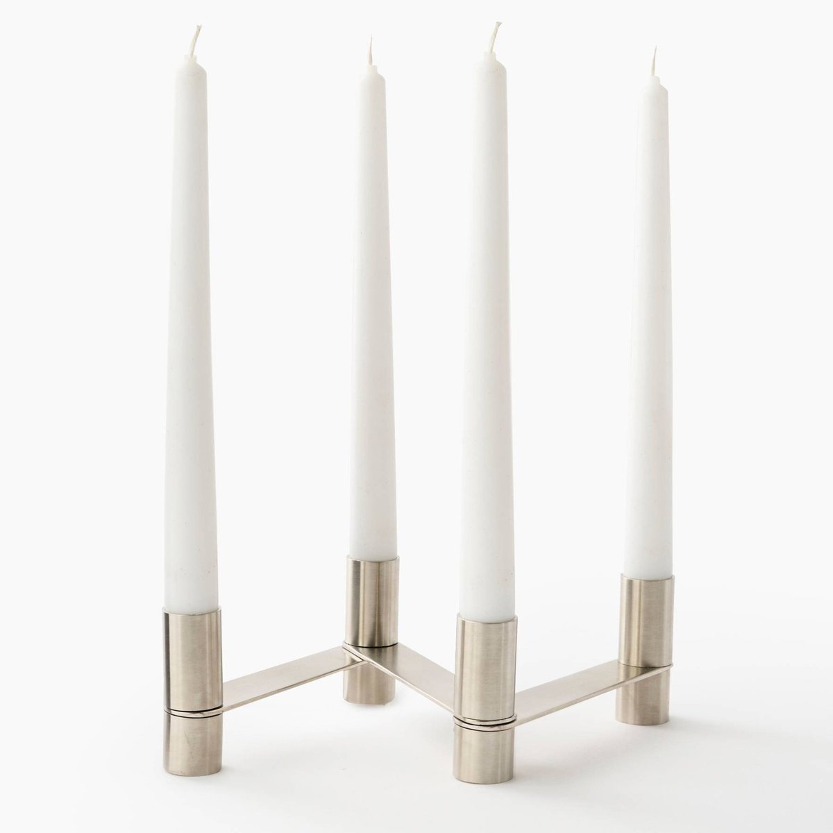 Bougeoir métal pliable 4 places METRO, 40,5x2,5x7cm inox, MONOPRIX