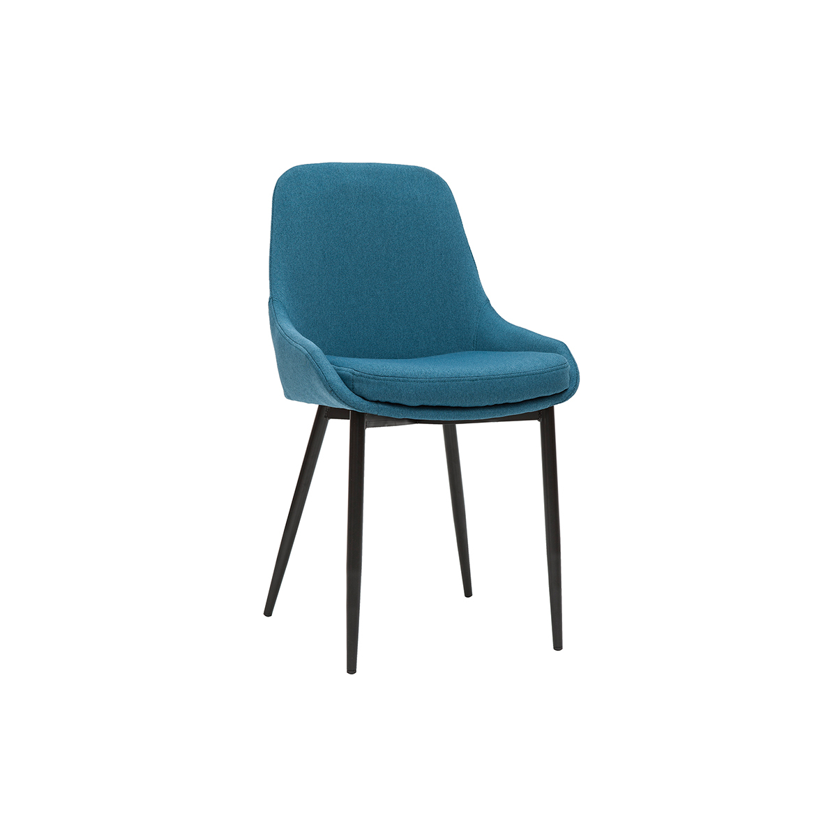 Chaises design en tissu chenille vert kaki et métal noir (lot de 2) HOLO bleu canard, MILIBOO