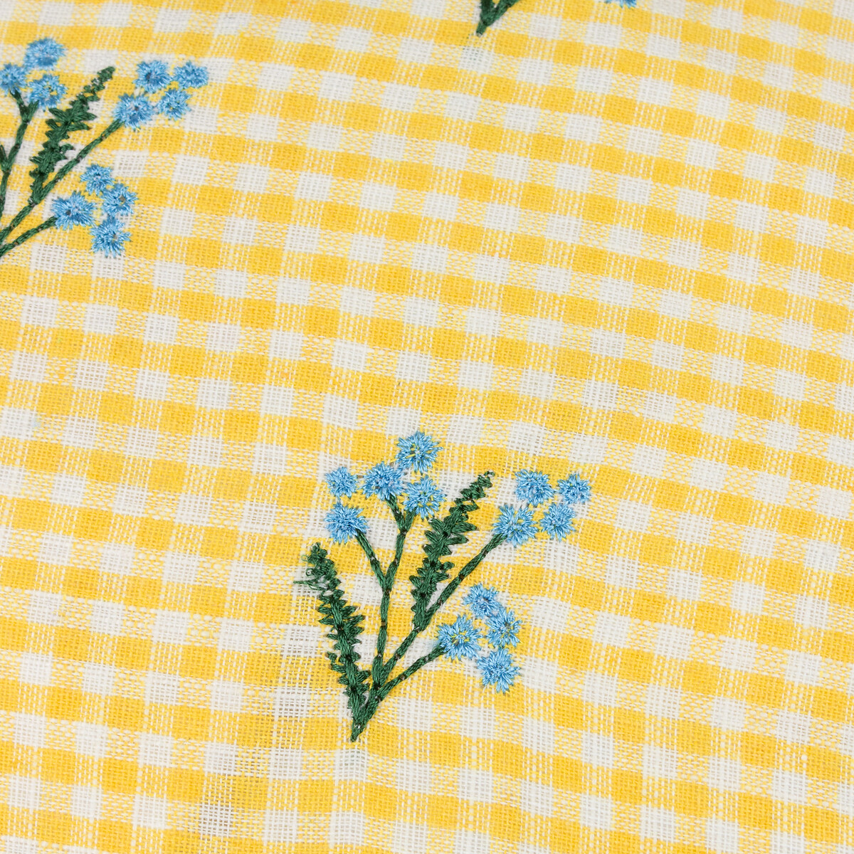 Les Petite Fleurs Gingham Ruffle Filled Cushion yellow, FURN.