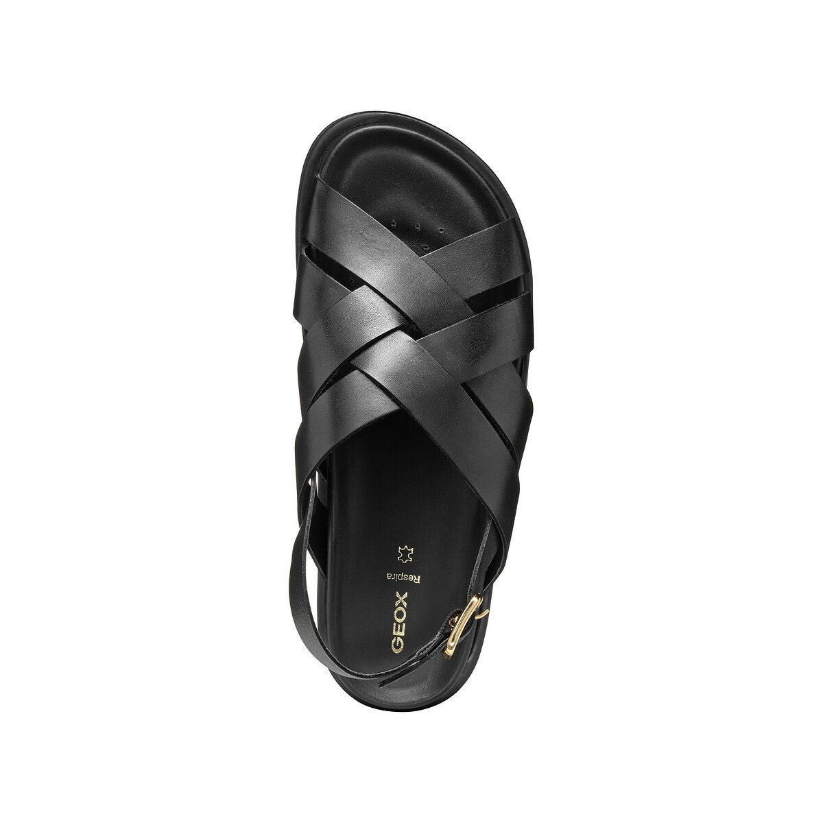 Sandales plates en cuir Adelash noir, GEOX